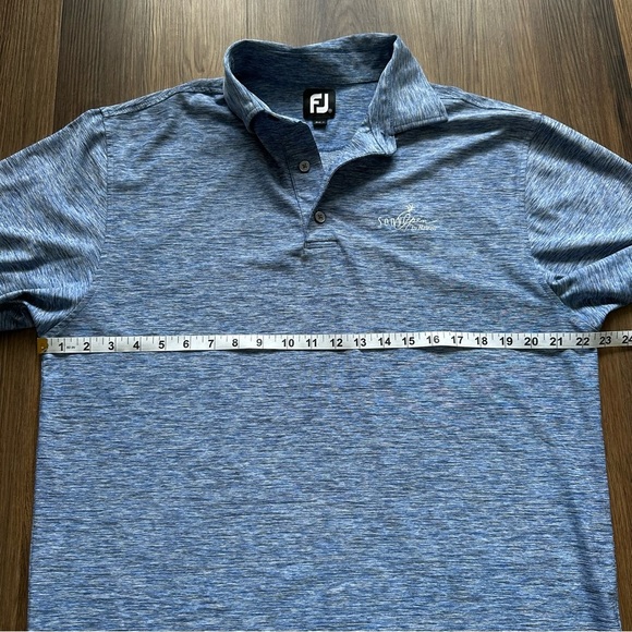 Footjoy Golf Polo Shirt Mens Medium Blue Polyester Spandex Performance Logo - Picture 5 of 8